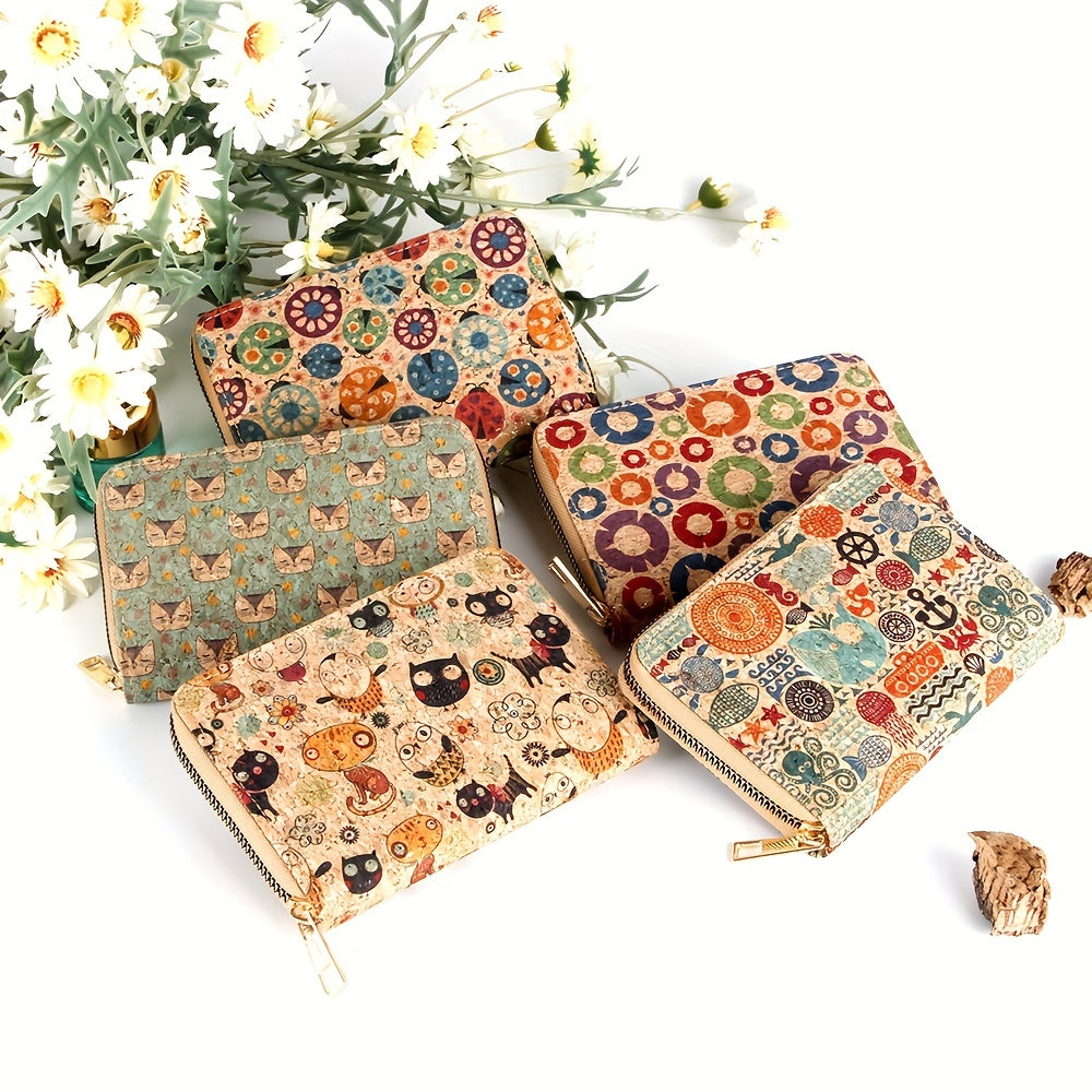 Vintage Pattern Clutch Coin Purse Zipper Around Wallet