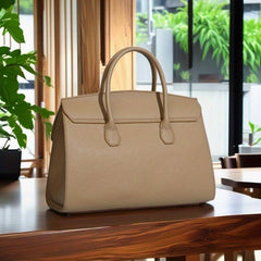 Women's Handbag with Metal Clasp & Detachable Strap