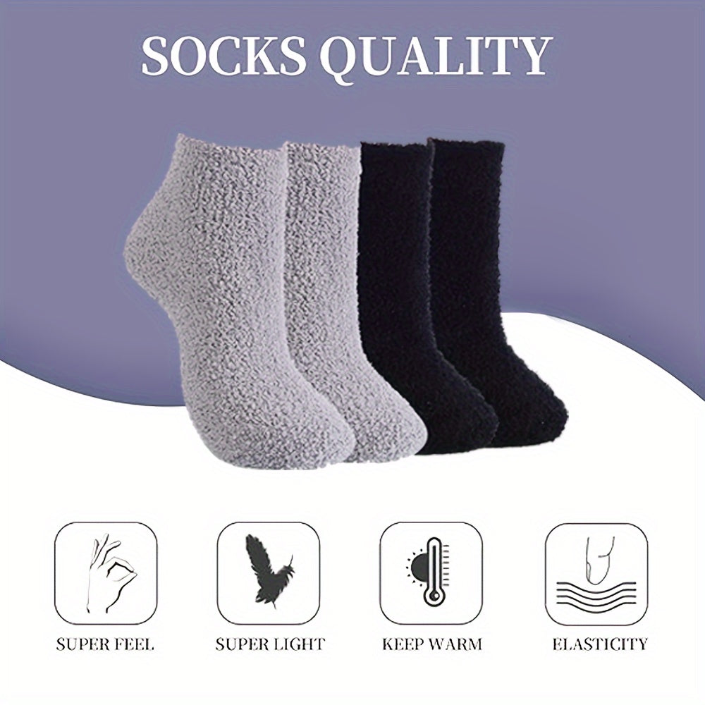 4 Pairs Soft Fuzzy Slipper Socks Winter Cozy Warm Sleeping Socks