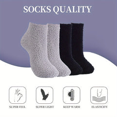 4 Pairs Soft Fuzzy Slipper Socks Winter Cozy Warm Sleeping Socks