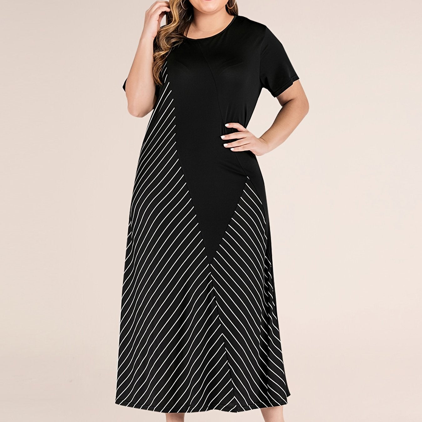 Women's Casual Striped T-Shirt in Navy Blue