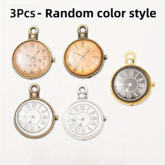 3pcs Mini Retro Clocks for Dollhouse Decoration Collection