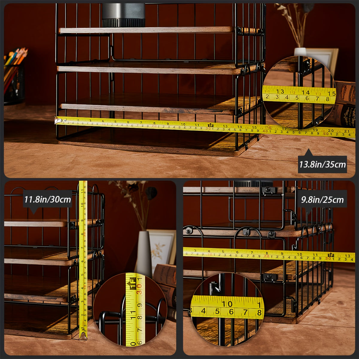 4-Layer Wooden Storage Rack for Office and Home Supplies Organization