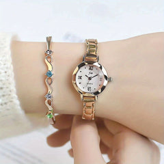 Children's Pink Dial Stainless Steel Round Wrist Watch