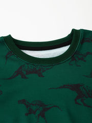 Boys Dinosaur Pullover Sweatshirt Round Neck Long Sleeve Warm Top