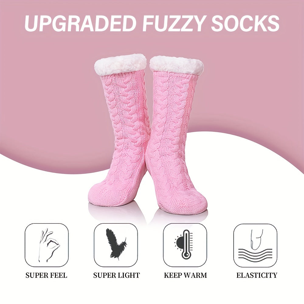 Cozy Fuzzy Socks With Grip Pads Winter Warm Slipper Socks
