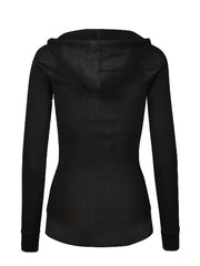 Solid Zipper Kangaroo Pocket Hoodie Casual Drawstring Hoodies