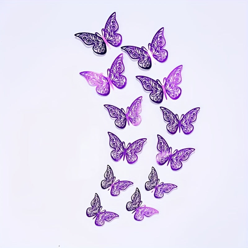 12pcs 3D Golden Butterfly Wall Decorations for Birthday Party and Cake Decor