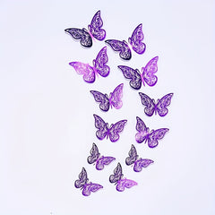 12pcs 3D Golden Butterfly Wall Decorations for Birthday Party and Cake Decor
