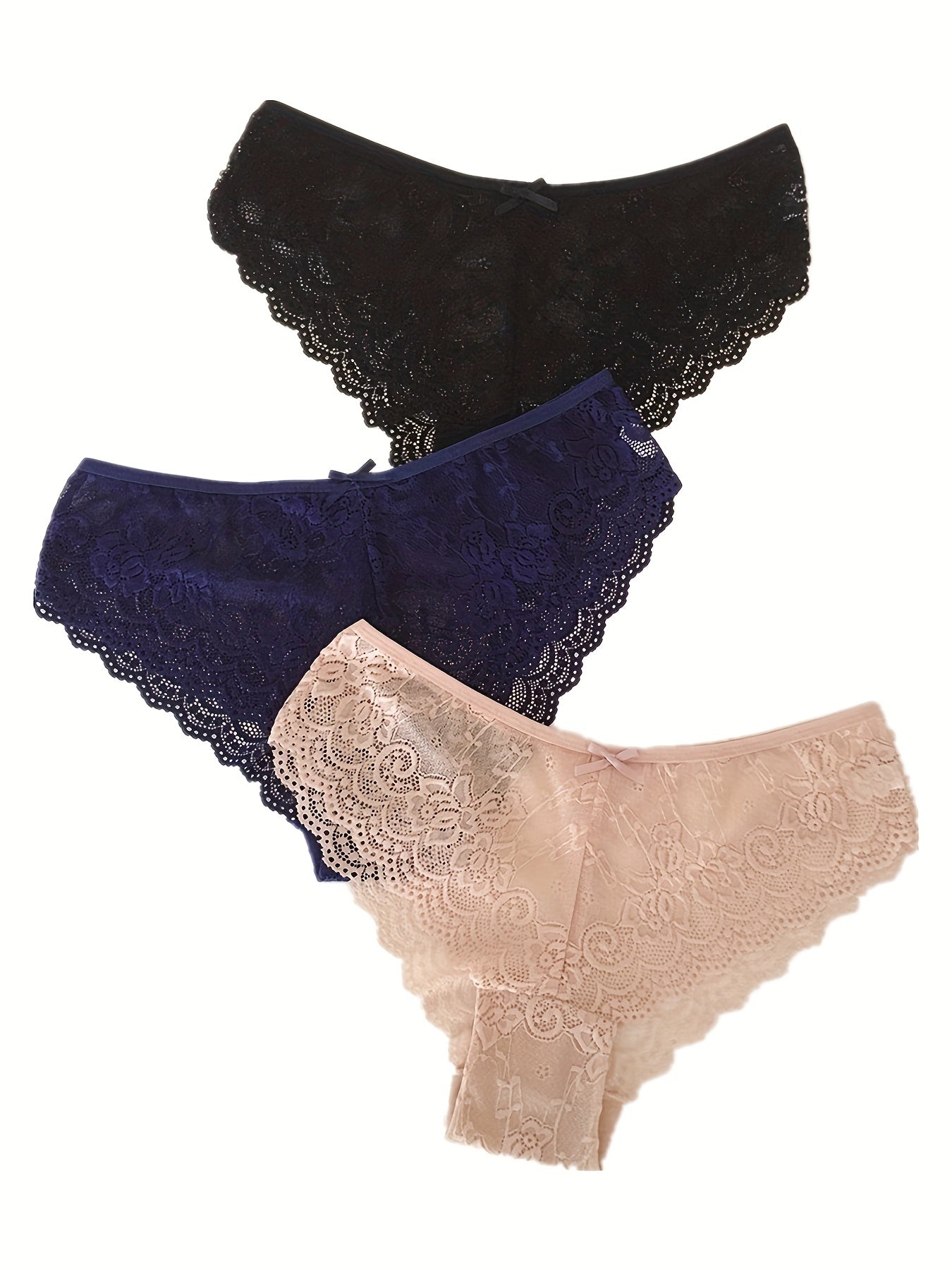 6pcs Lace Stitching Briefs Low Waist Stretchy Panties Women's Lingerie