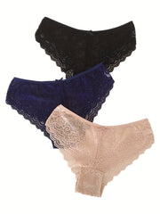 6pcs Lace Stitching Briefs Low Waist Stretchy Panties Women's Lingerie