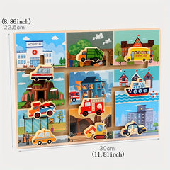 Transportation Board Game for Kids - Wooden Puzzle Tabletop Game