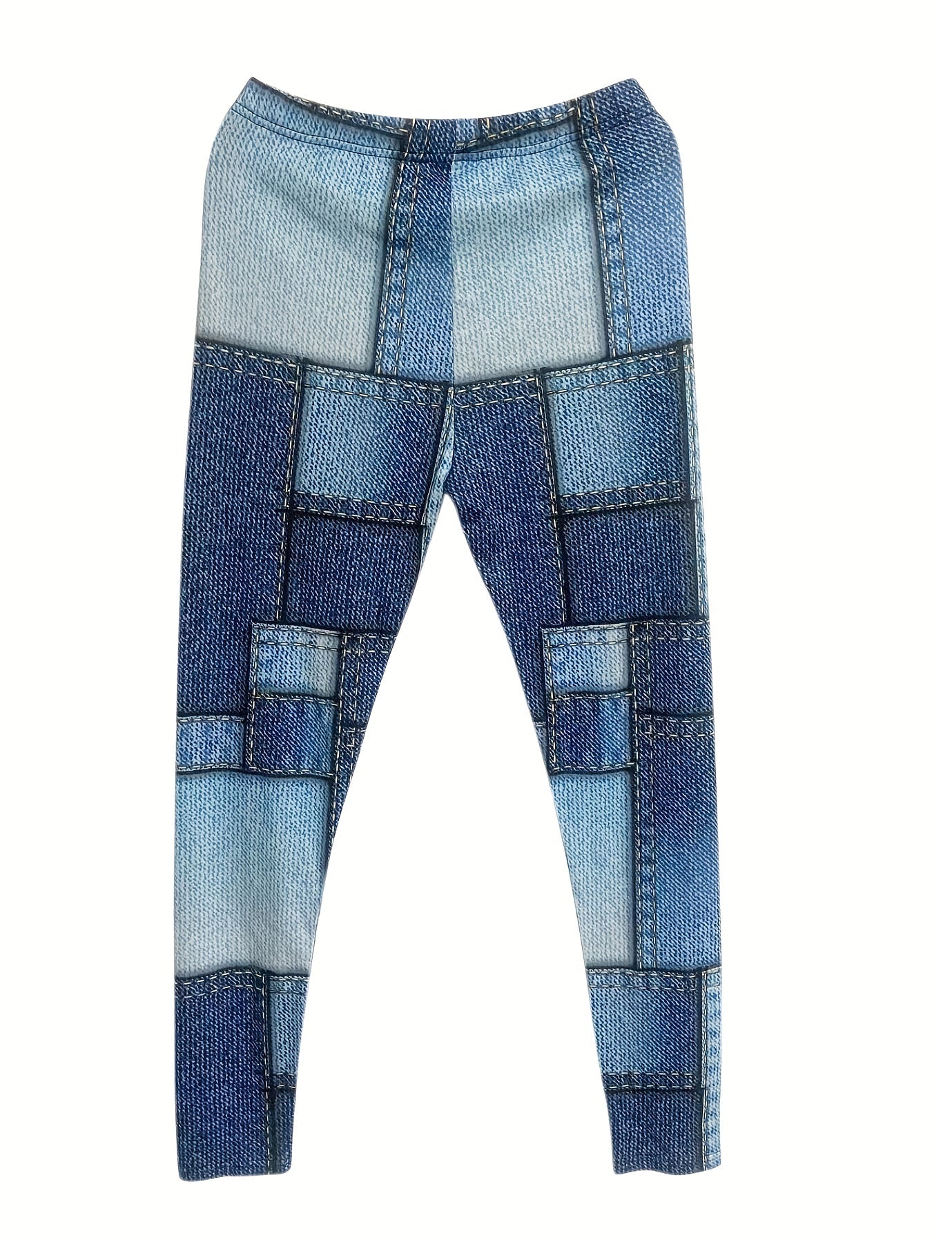 Patchwork Print Skinny Leggings High Waist Stretchy Leggings