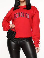 Chic Letter Print Sweatshirt Crew Neck Pullover