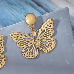 Golden Hollow Butterfly Stud Earrings for Girls