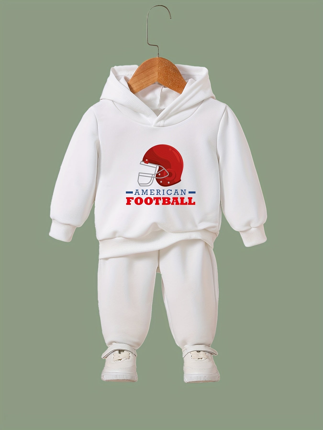 2pcs Helmet Print Girls Hoodies Jogger Pants Set For Sports