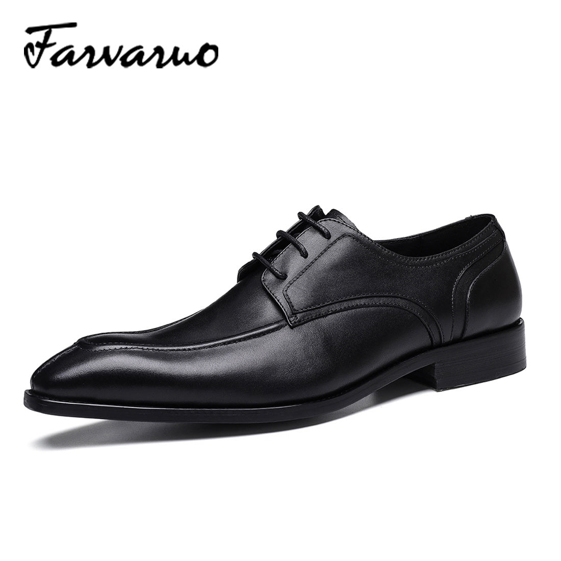 FARWARWO Men's Leather Derby Shoes Pointed Toe Formal Dress Shoes