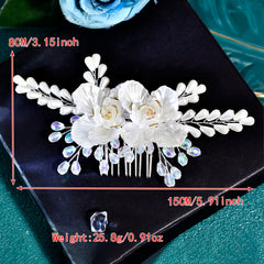 Bohemian Floral Hair Comb Wedding Bridal Accessory with Roses & Accents