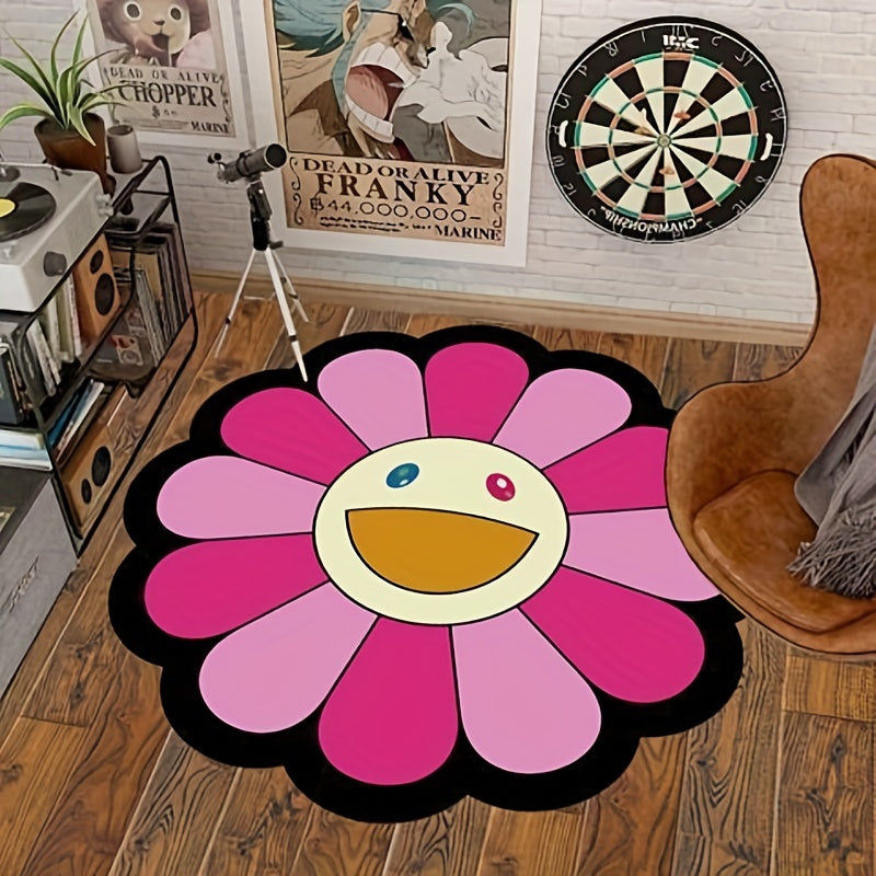 Sunflower Round Floor Mat Game Mat Carpet Non slip Door Mat