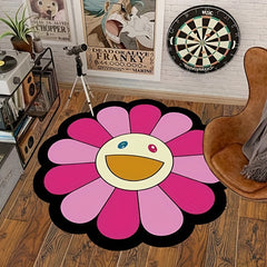 Sunflower Round Floor Mat Game Mat Carpet Non slip Door Mat
