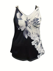 Floral Print V Neck Tank Top
