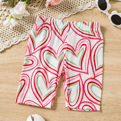 Toddler Girls Colorful Heart Graphic Elastic Waist Biker Shorts