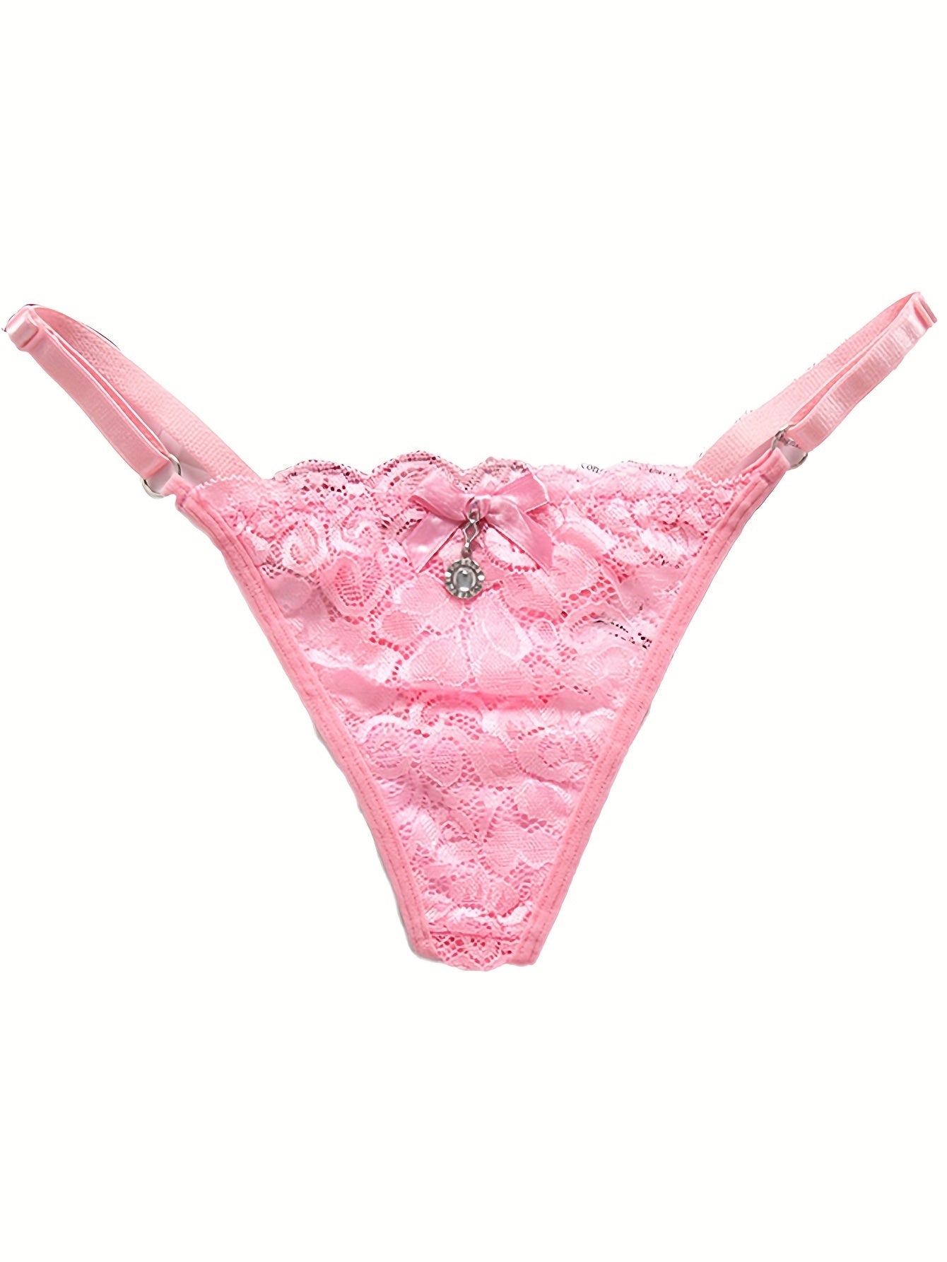 Floral Lace Thongs Cut Out Low Waist Bow Tie Panties