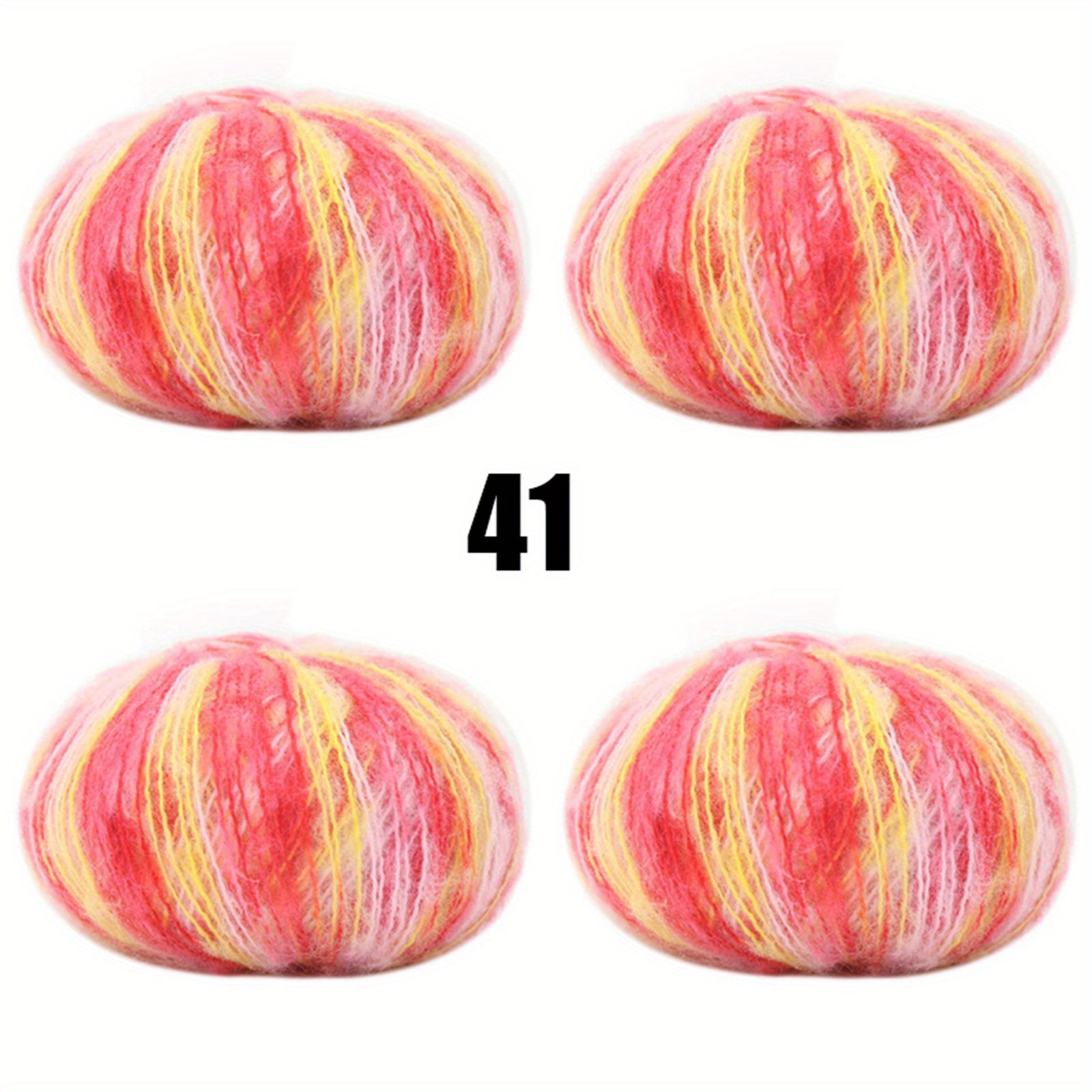 4pcs Multicolor Mohair Yarn for Crocheting and Knitting 25g pc