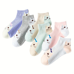 Cartoon Cat Mid Tube Socks Women's Stockings & Hosiery