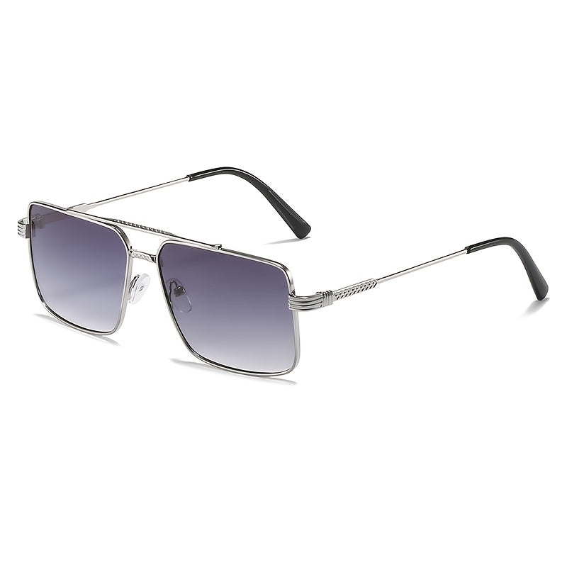 European American Men's Rectangular Sunglasses Vintage Double Bridge Glasses