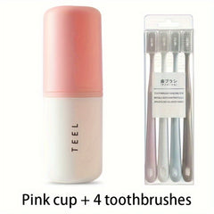 Travel Toothbrush Set with Tooth Cup and 4 Brushes