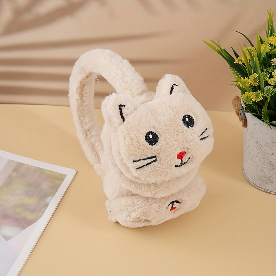 Cartoon Cat Plush Earmuffs Winter Ear Warmers Hand Washable