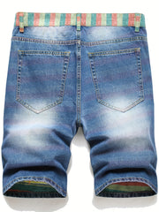 Men's Ripped Denim Shorts Street Style for Summer