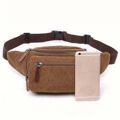Waterproof Canvas Waist Bag Men's Casual Outdoor Storage Bag