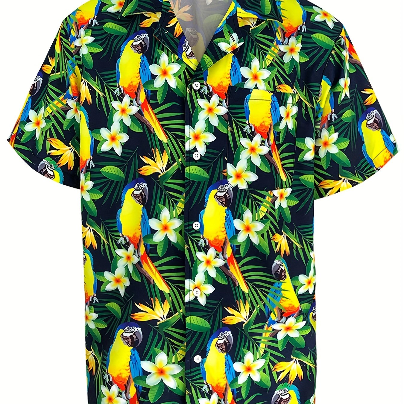 Colorful Parrot Hawaiian Shirt Men s Casual Allover Print Short Sleeve Shirt