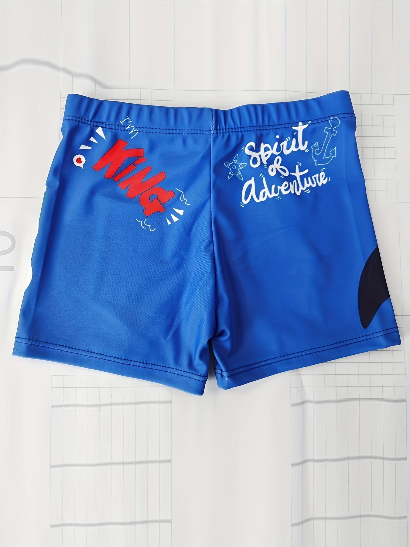 Boys Dinosaur DUDE Print Swim Trunks Stretchy Beach Shorts