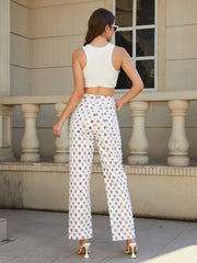 Rainbow Stripes Ripped Plaid Patchwork Denim Pants High Rise Colorful Frayed Sty