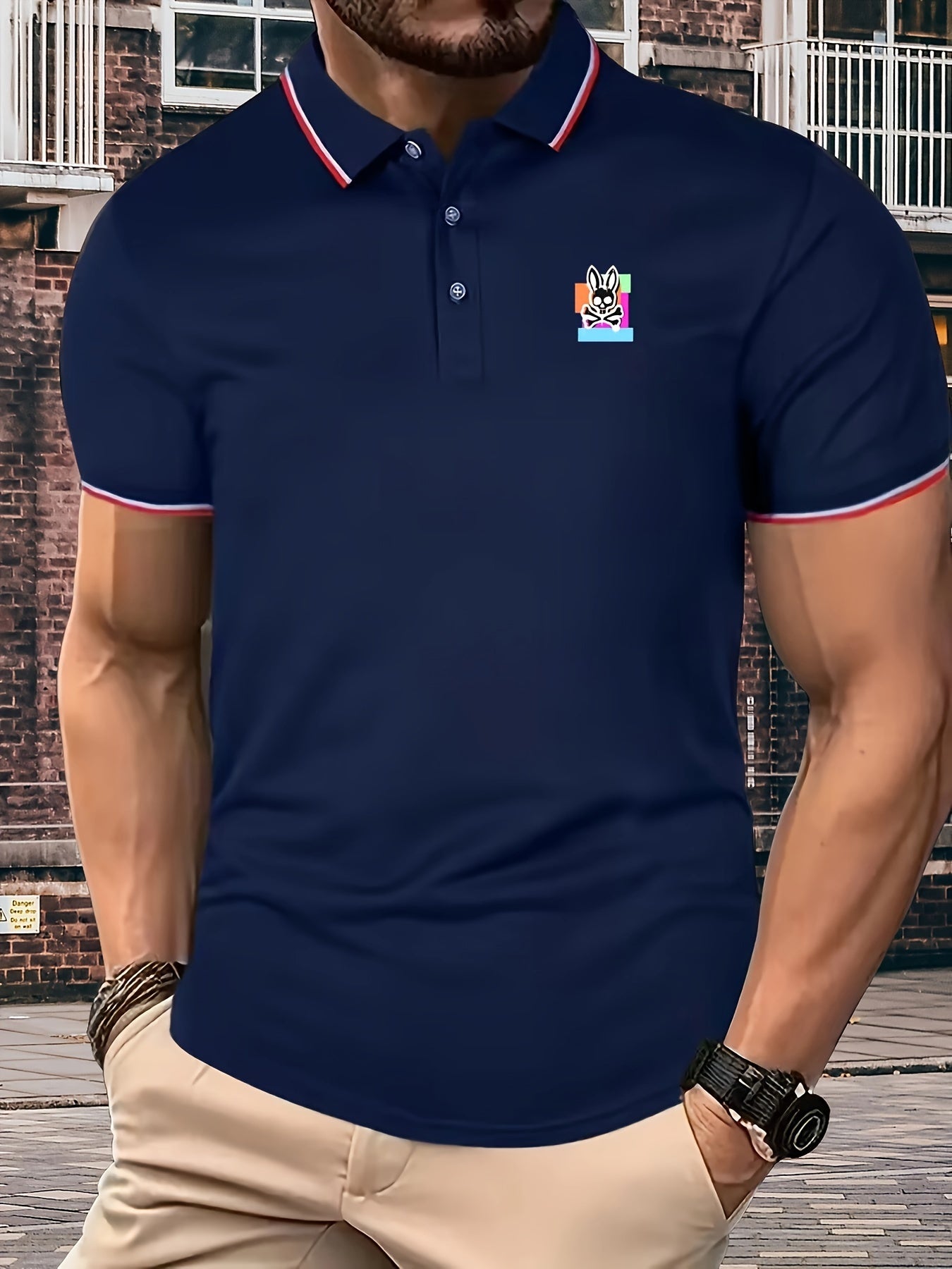 Rabbit Skeleton Pattern Men's Golf Shirt