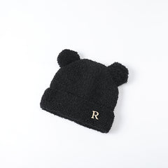 Winter Warm Beanie Hat Letter Small Ears Knitted Hat Winter Soft Knit Beanie