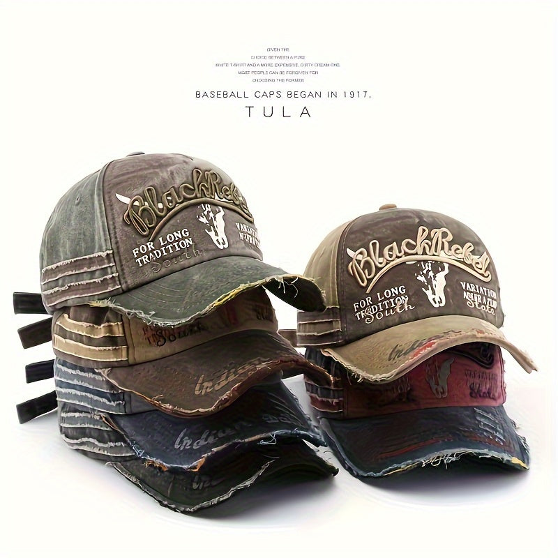 Men's Vintage Baseball Cap Denim Letter Printed Sun Hat