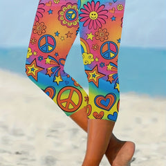 Floral Print Skinny Capris Leggings for Women