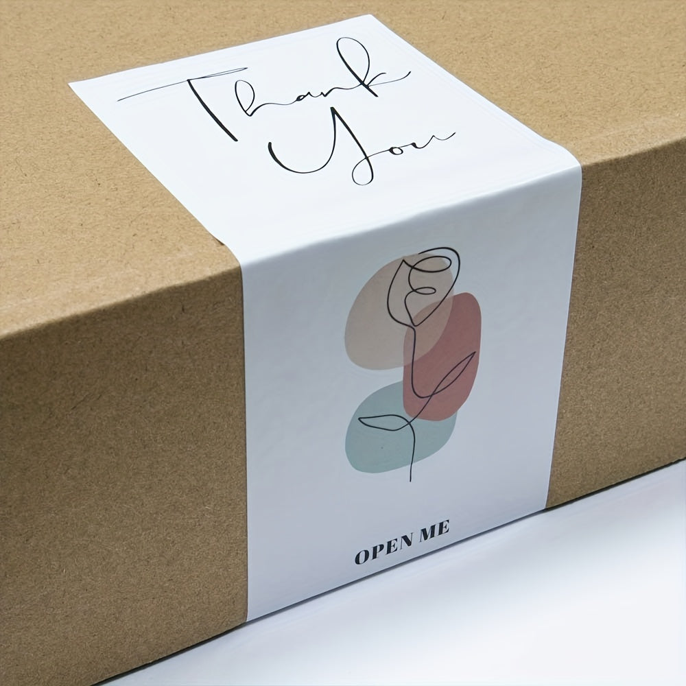 50pcs Thank You Sealing Stickers Rectangle for Packaging Box
