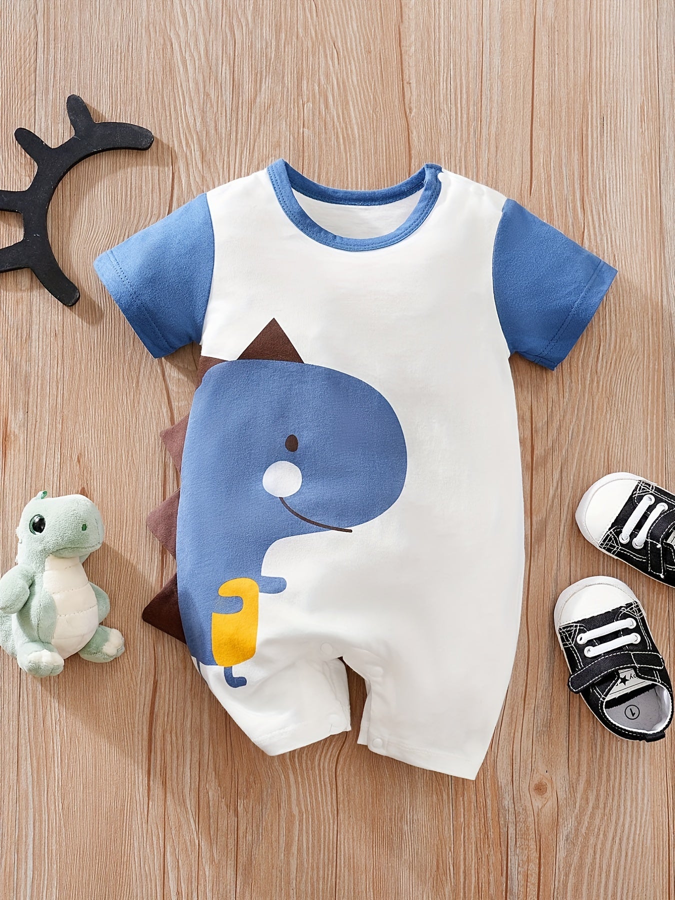 Baby Boy's Cotton Jumpsuit Crocodile Print