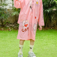 Lovely Kitty Graphic PVC Raincoat Poncho for Girls Boys
