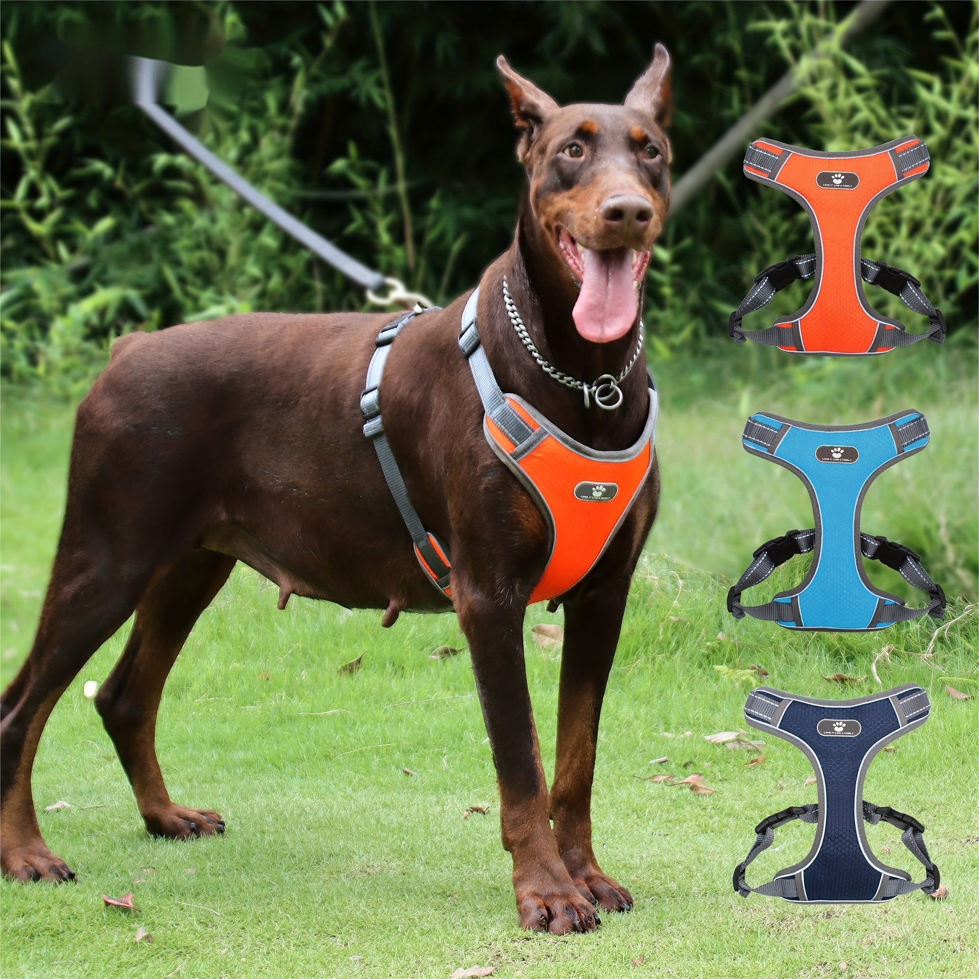 Reflective Breathable Pet Harness Adjustable Soft Oxford Material