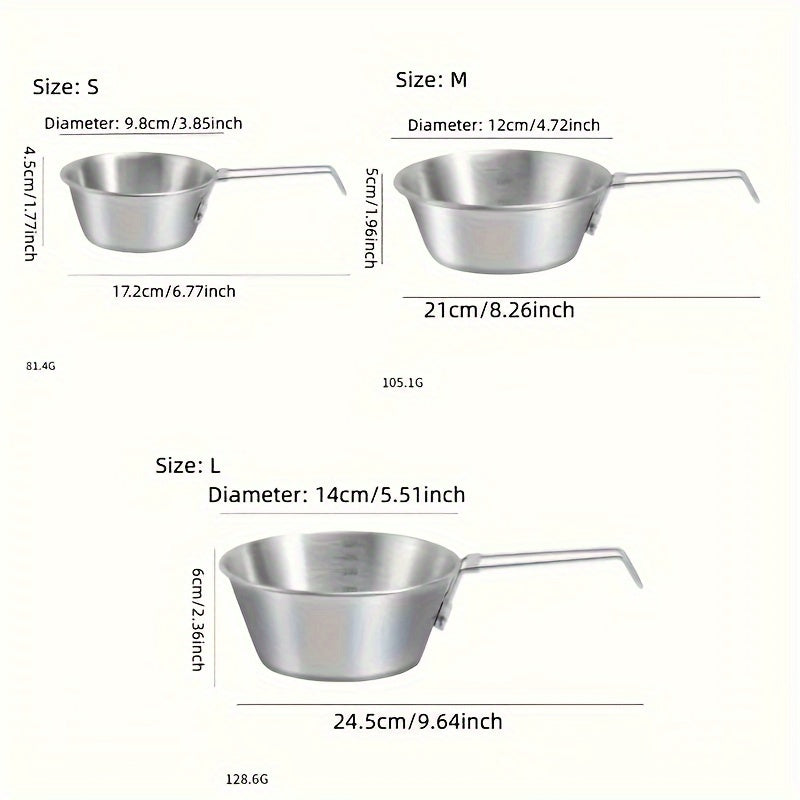 Durable Stainless Steel Camping Bowl with Folding Handle