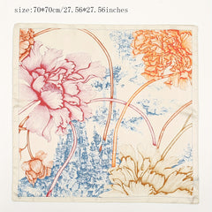 Boho Flower Print Square Scarf Gradient Shawl Bandana Women Head Wrap