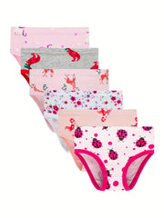 6pcs Girls' Stretchy Comfy Cotton Panties Big Girl Cartoon Underpants