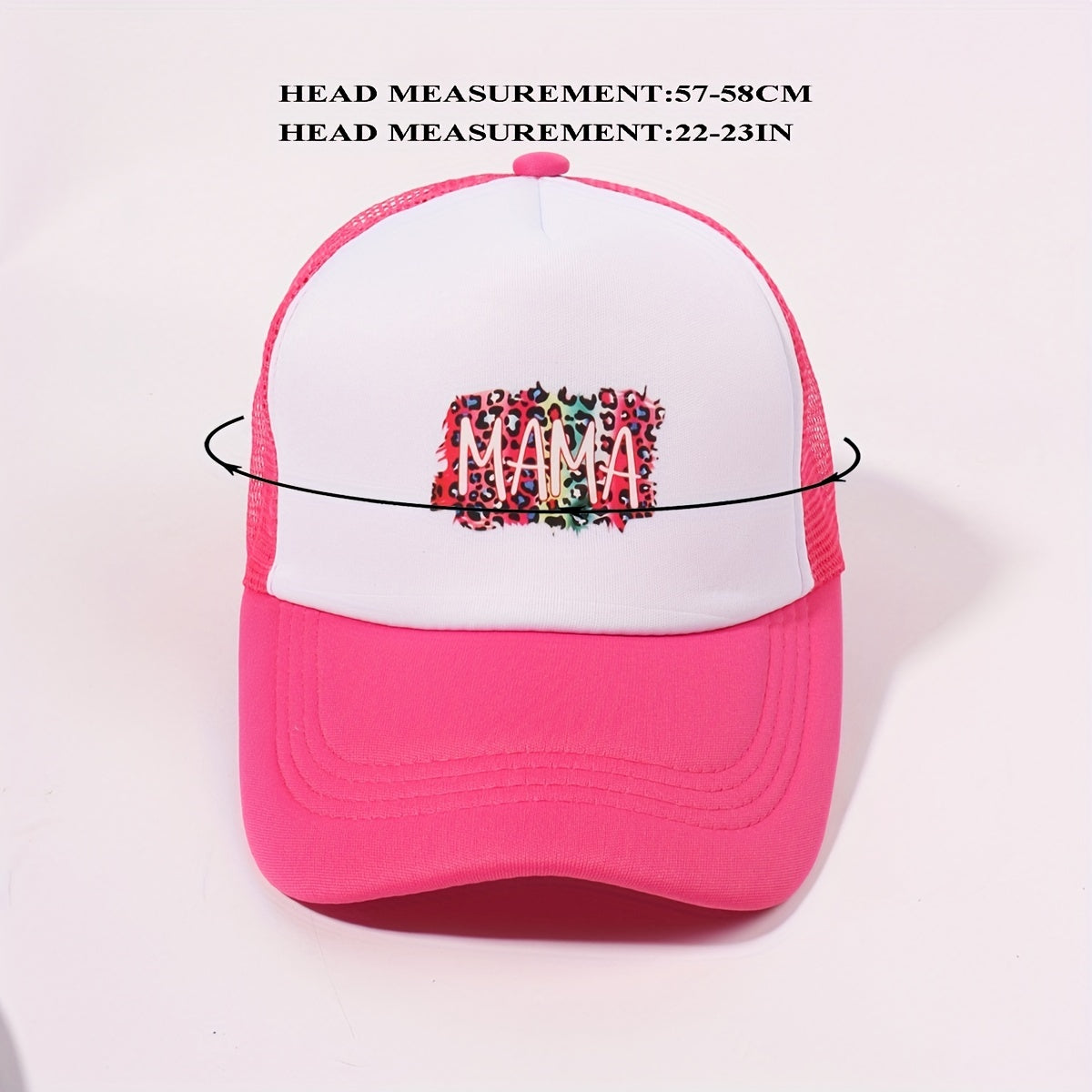 Leopard Print Baseball Cap Rose Red Adjustable Trucker Hat Breathable