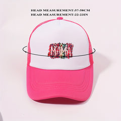 Leopard Print Baseball Cap Rose Red Adjustable Trucker Hat Breathable